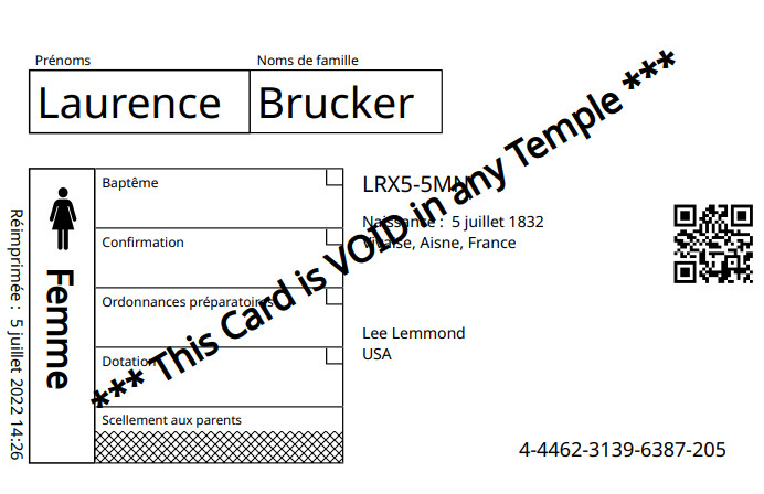 Exemple d’une nouvelle carte d’ordonnances familiales avec le QR code.