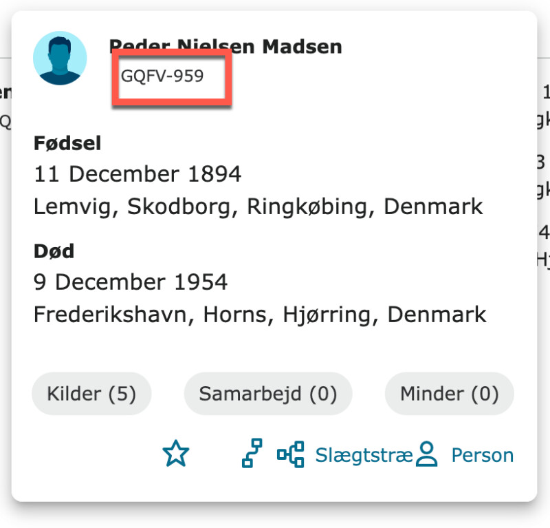 Et screenshot af funktionen Kopier ID