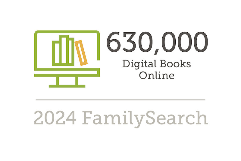 FamilySearch 2024 infographic: 630,000 Digital Books Online