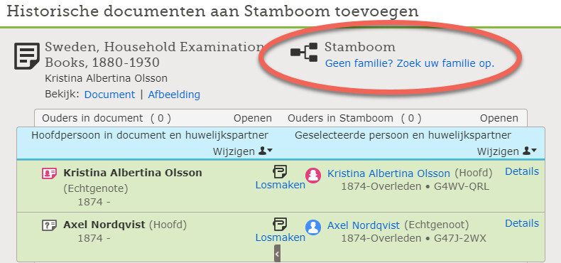 Screenshot van ‘Geen familie? Zoek uw familie op.’