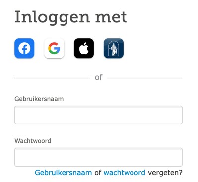 Screenshot van inlogopties op FamilySearch.org