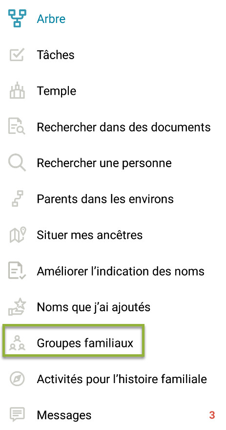 Cliquez sur les trois lignes dans le coin de l’application pour accéder aux groupes familiaux sur Android.