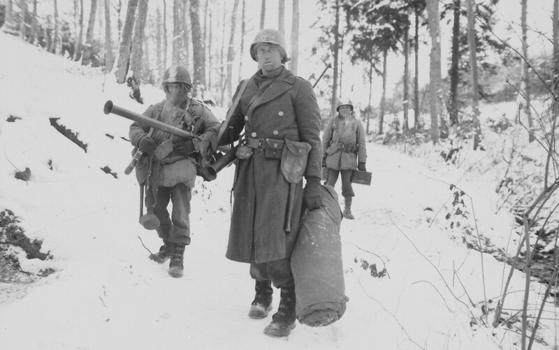 Soldiers in the Forest of Ardennes during the Battle of the Bulge