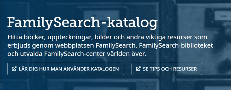 Knapp att klicka på för att lära sig hur man använder FamilySearch-katalogen.