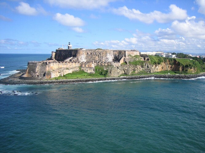cliffs and structures in Puerto Rico.