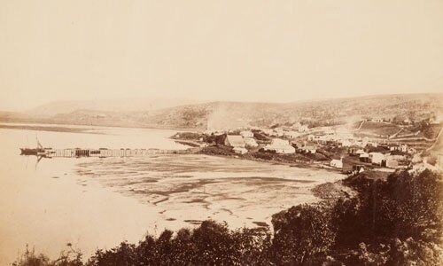 A photographic print of Dunedin, New Zealand, around 1856.