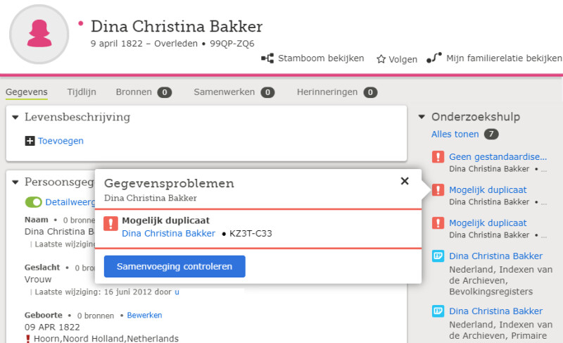 mogelijke duplicaten familysearch