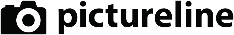 Logo de l'entreprise, Pictureline, avec une icône d'appareil photo sur la gauche.