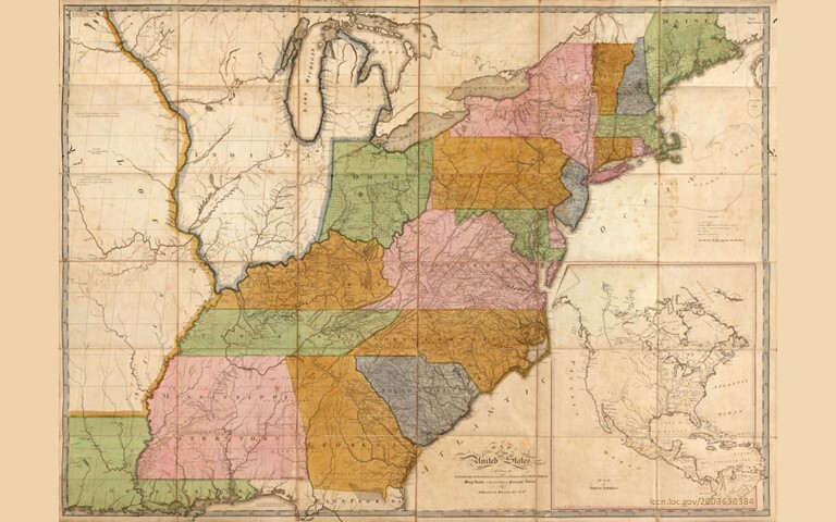 Bradley's map of the United States, exhibiting the post-roads etc from Library of Congress