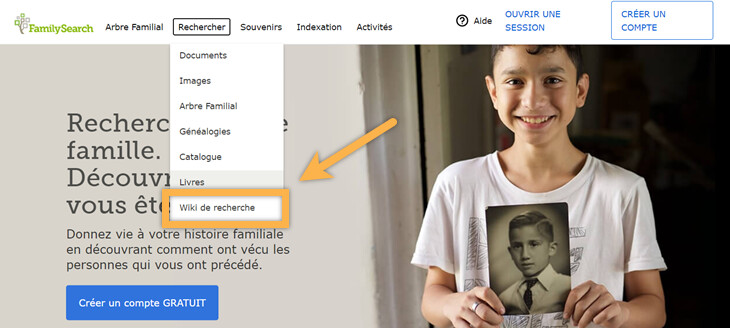 Copie d’écran montrant comment accéder au wiki de recherche.