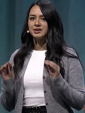 Valerie Villalobos, user experience designer at FamilySearch, speaks at the FamilySearch Global Forum at RootsTech 2025