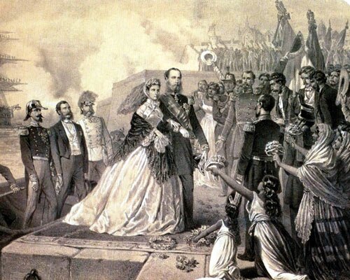1864年,馬西米連諾和皇后抵達墨西哥維拉克魯茲州