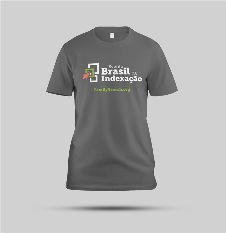 Camiseta Cinza Chumbo Com nome do Evento Brasil de Indexação