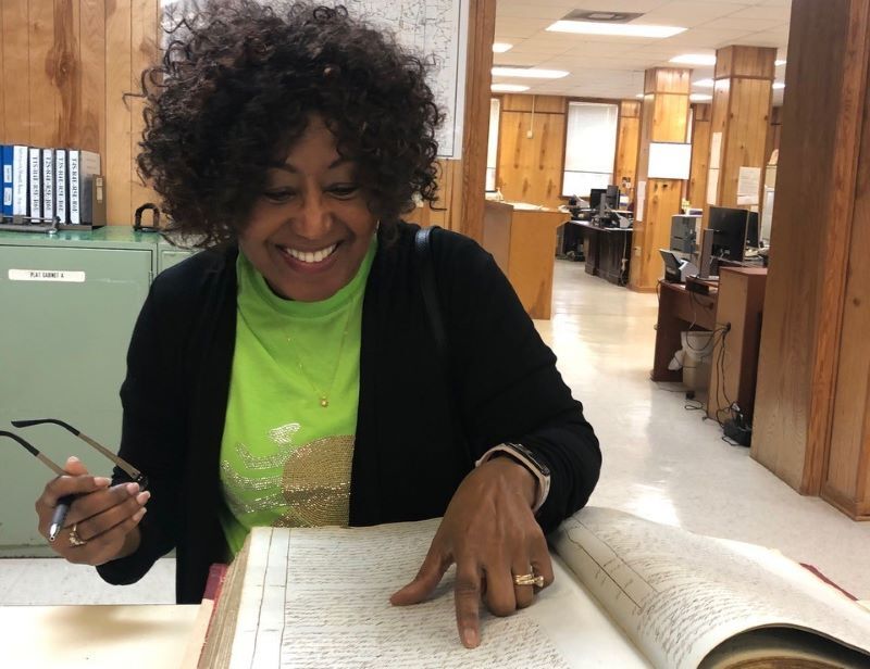 Bernice is at a court in Louisina looking at historical records.