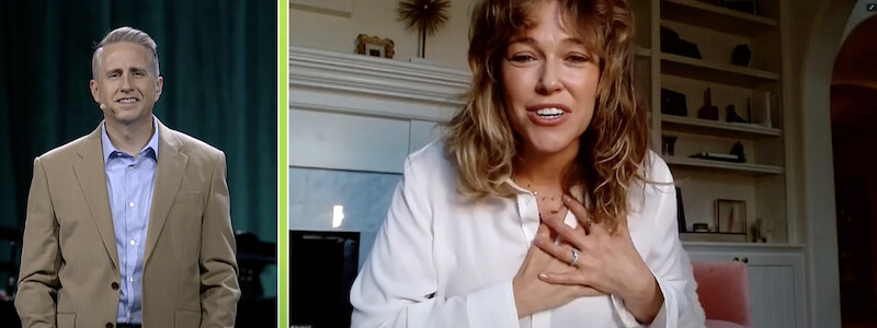 Rachel Platten with host Kirby Heybourne describing her feelings about being a mother at RootsTech 2025