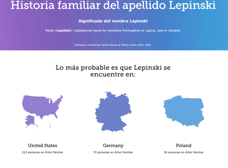 Captura de pantalla del origen de un apellido en FamilySearch.org