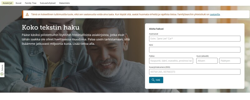 Koko tekstin hakunäyttö, johon on lisätty haettavia sanoja