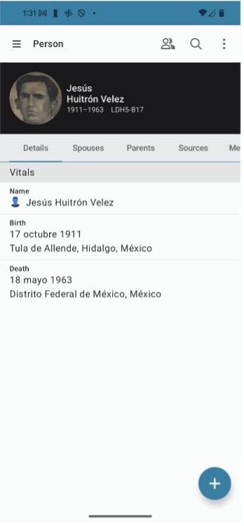 Individual's data in normal font.