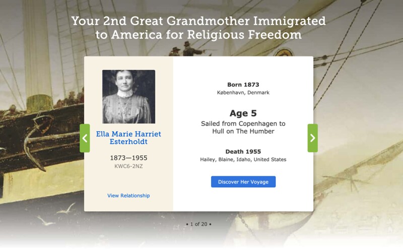 mormon pioneer immigrant, a familysearch screenshot