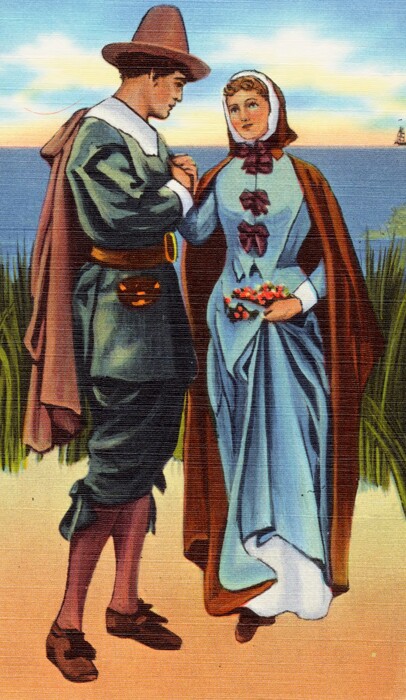 Illustration of John and Priscilla Alden