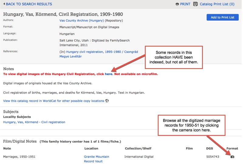 Screenshot of expanded information on civil registration page.