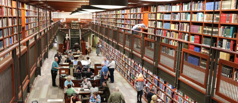 The inside of the Sons of the American Revolution Genealogical Research Library.