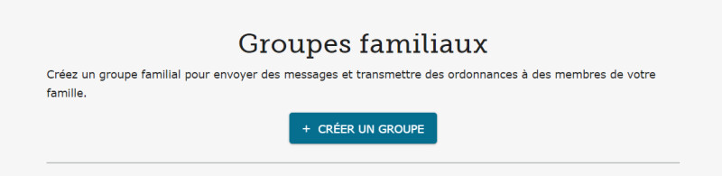 Capture d'écran du bouton de création de groupe sur l'internet.