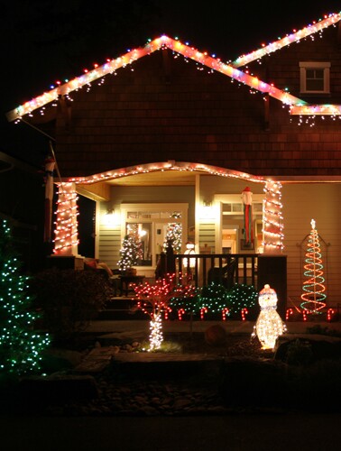 Christmas lights on house