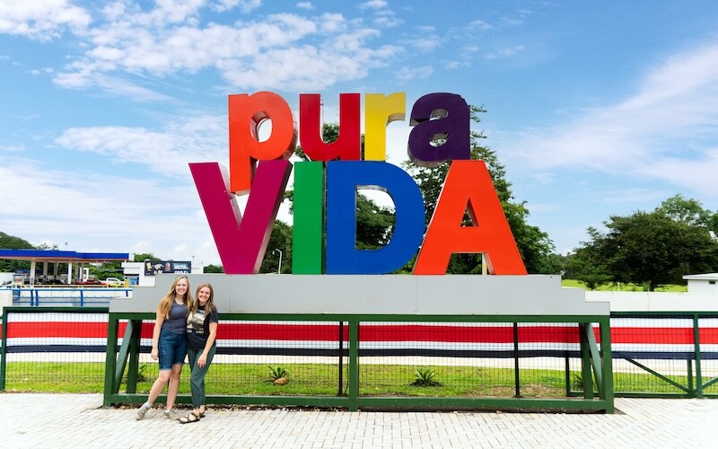A "pura vida" sign in Costa Rica