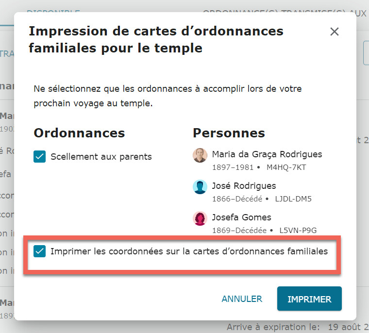 copie d’écran montrant comment décocher la case des coordonnées.