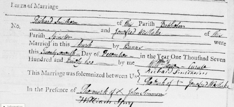 a historic english marriage record.
