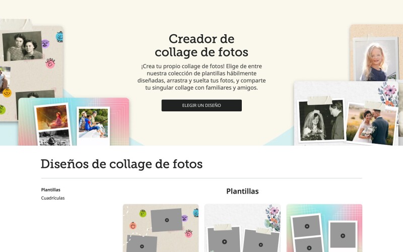 Un ejemplo de la experiencia Creador de collage de fotos de FamilySearch.