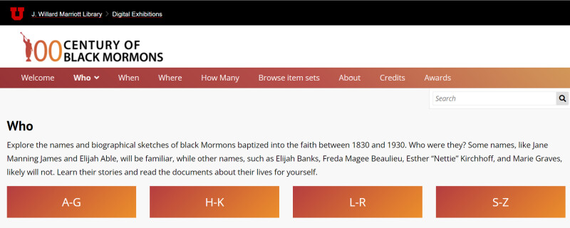 A page from the Century of Black Mormons website.