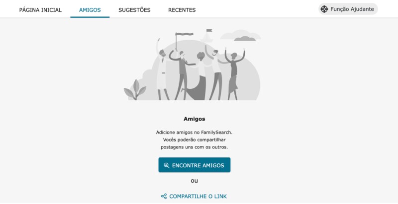 Captura de tela de como adicionar um Amigo à lista de Amigos no FamilySearch.