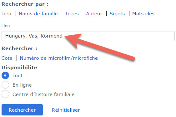 Page des résultats de recherche par lieux.