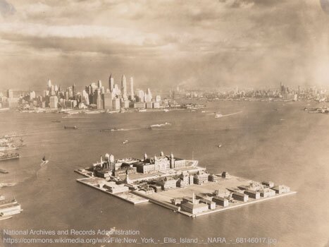 Vue aérienne d'Ellis Island