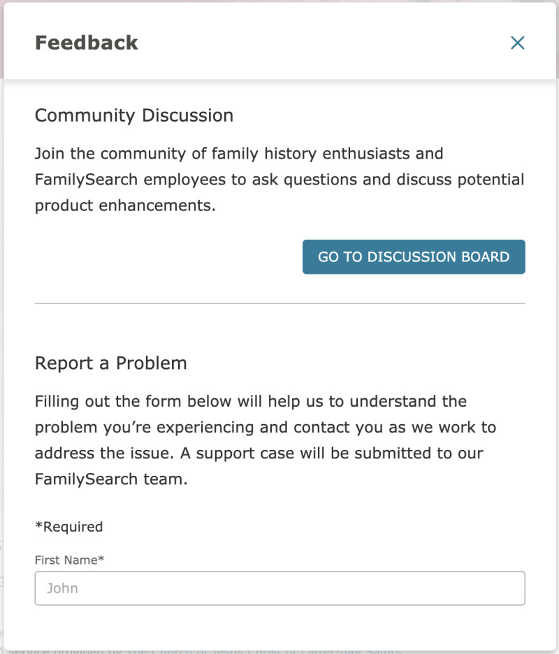 A screenshot of the new feedback system