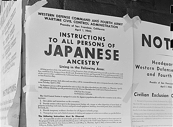a japanese exclusion order poster from World War 2.