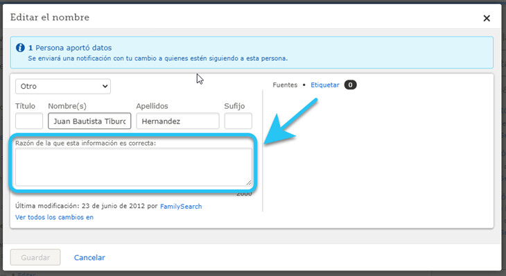 Captura de pantalla con flechas que muestran cómo explicar tu trabajo.