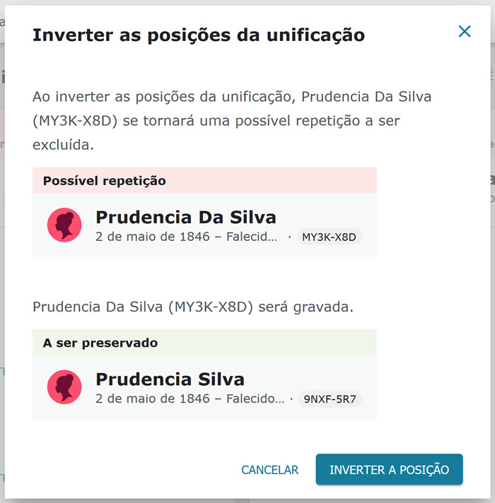 Alternar posições na unificação