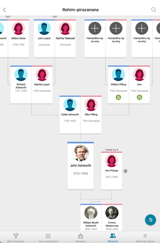 Pikantsarin’ny application hazon-tetiaram-pianakaviana ho an’ny fitaovana finday izay maimaim-poana avy amin’ny FamilySearch.