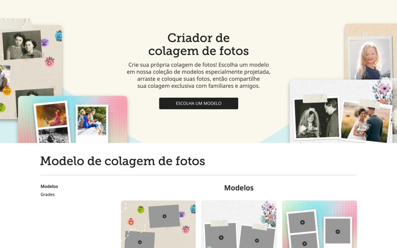 Um exemplo da experiência do Photo Collage Creator do FamilySearch.