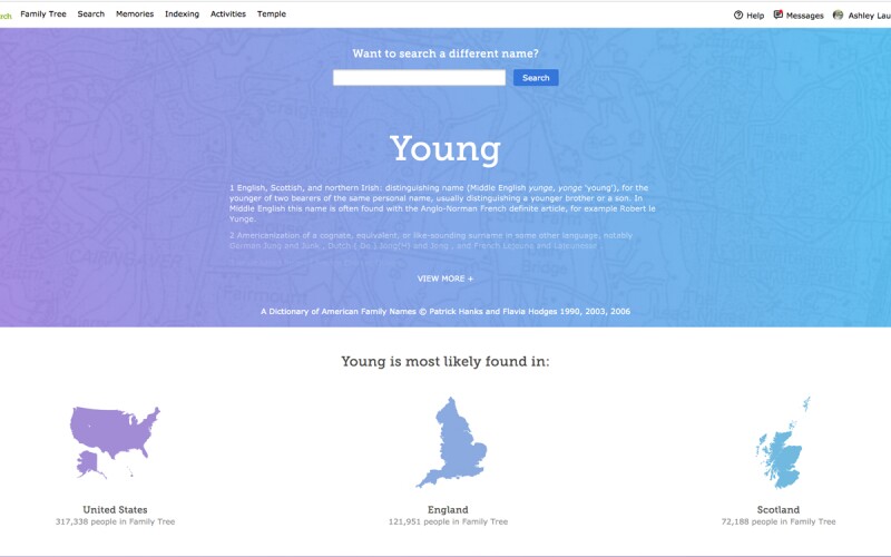 The all about me feature on familysearch