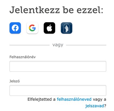 Bejelentkezési lehetőségek képernyőképe a FamilySearch.org-on