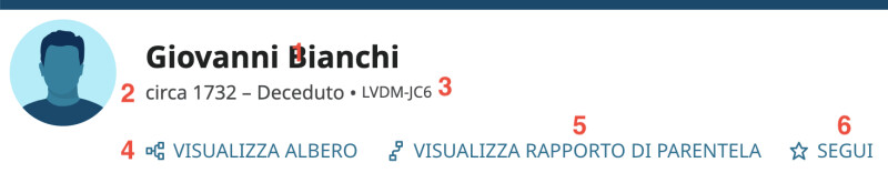 Screenshot del riquadro del nome della pagina Persona di Giovanni Bianchi.