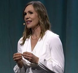 Michelle Barber, user experience designer at FamilySearch, speaks at the FamilySearch Global Forum during RootsTech 2025