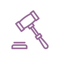 Icon of a gavel representing the sixth amendment.