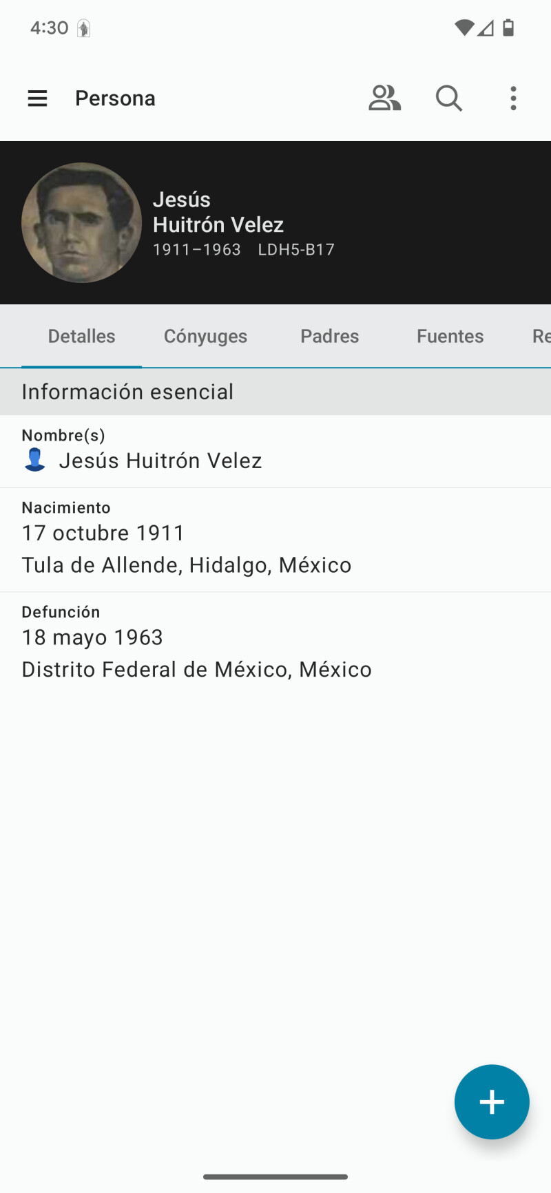 Datos individuales en tipo de letra normal.