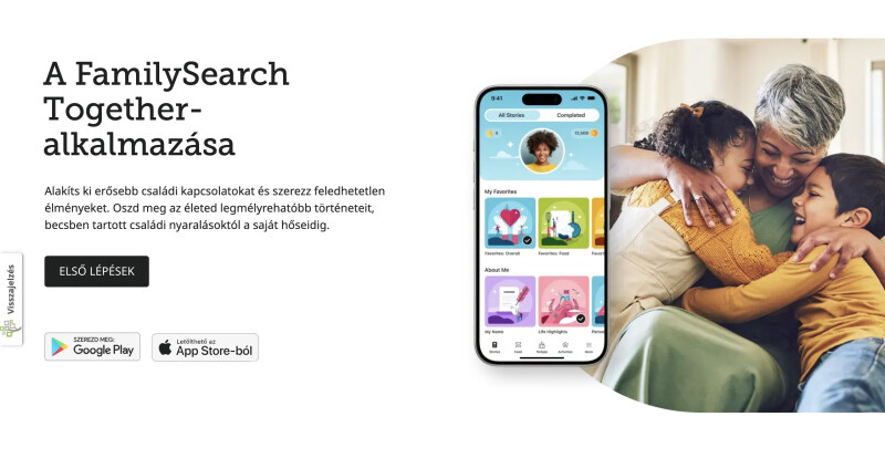 Screenshot of the Together app download page on the FamilySearch website