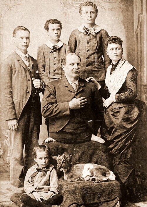 American family with a pet goat in the 1880 census
